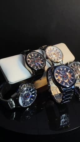 Men New CURREN Casual Sport Chronograph Men's Watch Stainless Steel Band Wristwatch Big Dial Quartz Clock with Luminous Pointers