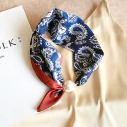 New Summer Pearl Decoration Magnetic Buckle Silk Scarf Versatile Neck Protection Fashionable High End Matching Shirt Scarf Lady
