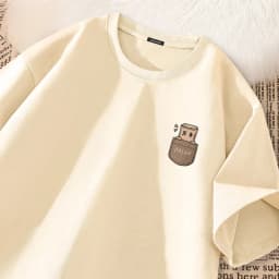 American Vintage Simple Design Print Short Sleeve T-shirt Men Heavyweight Oversized Loose Couple Teenagers Round Neck Sport Top
