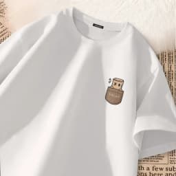 American Vintage Simple Design Print Short Sleeve T-shirt Men Heavyweight Oversized Loose Couple Teenagers Round Neck Sport Top
