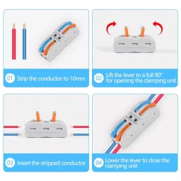 5/10/20PCS Lever Wire Connectors, 2/3Ports Quick Wire Connectors, Electrical Lever Wire Connectors Push-in Conductor Terminal