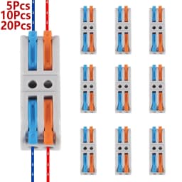 5/10/20PCS Lever Wire Connectors, 2/3Ports Quick Wire Connectors, Electrical Lever Wire Connectors Push-in Conductor Terminal