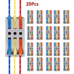 5/10/20PCS Lever Wire Connectors, 2/3Ports Quick Wire Connectors, Electrical Lever Wire Connectors Push-in Conductor Terminal