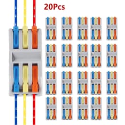 5/10/20PCS Lever Wire Connectors, 2/3Ports Quick Wire Connectors, Electrical Lever Wire Connectors Push-in Conductor Terminal
