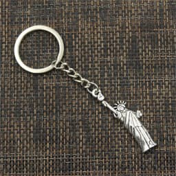New Fashion Men 30mm Keychain DIY Metal Holder Chain Vintage Statue Of Liberty New York 49x14mm Silver Color Pendant Gift