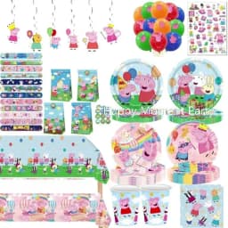 Pink Pig Birthday Party Decoration Disposable Tableware Tablecloth Plate Cup Napkin Bags Baby Shower Pig Famliy Party Favors