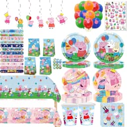 Pink Pig Birthday Party Decoration Disposable Tableware Tablecloth Plate Cup Napkin Bags Baby Shower Pig Famliy Party Favors