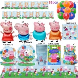 Pink Pig Birthday Party Decoration Disposable Tableware Tablecloth Plate Cup Napkin Bags Baby Shower Pig Famliy Party Favors