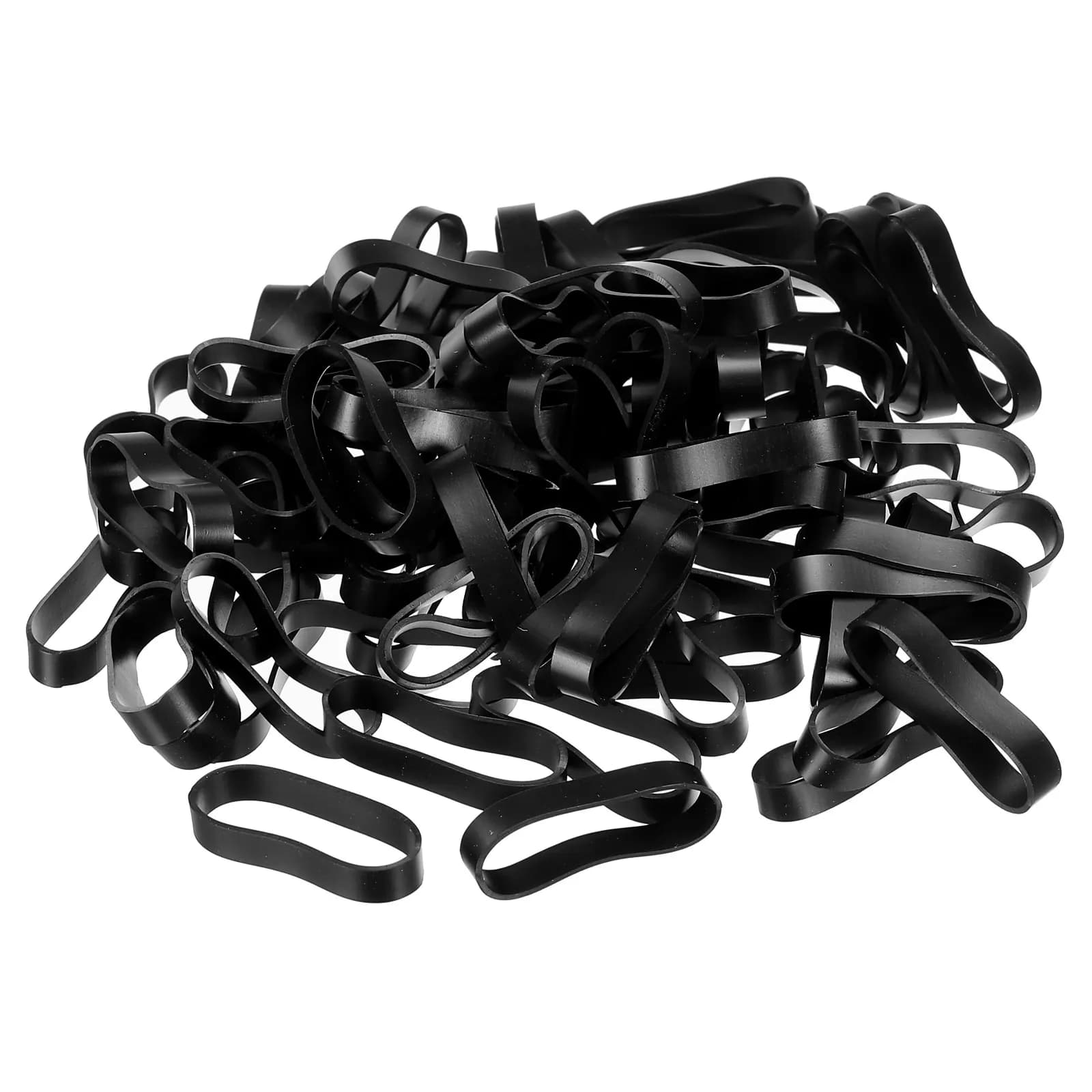 50/100/200pcs Silicone Rubber Bands Cable Ties Strong Elastic Bands Non-slip Flat Black for Cord Wrapping, Bag Wraps, Art