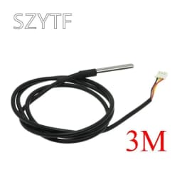 Stainless Steel Waterproof DS18b20 12/3/5M Thread Temperature Probe Temperature Sensor 18B20 Cable For Arduino