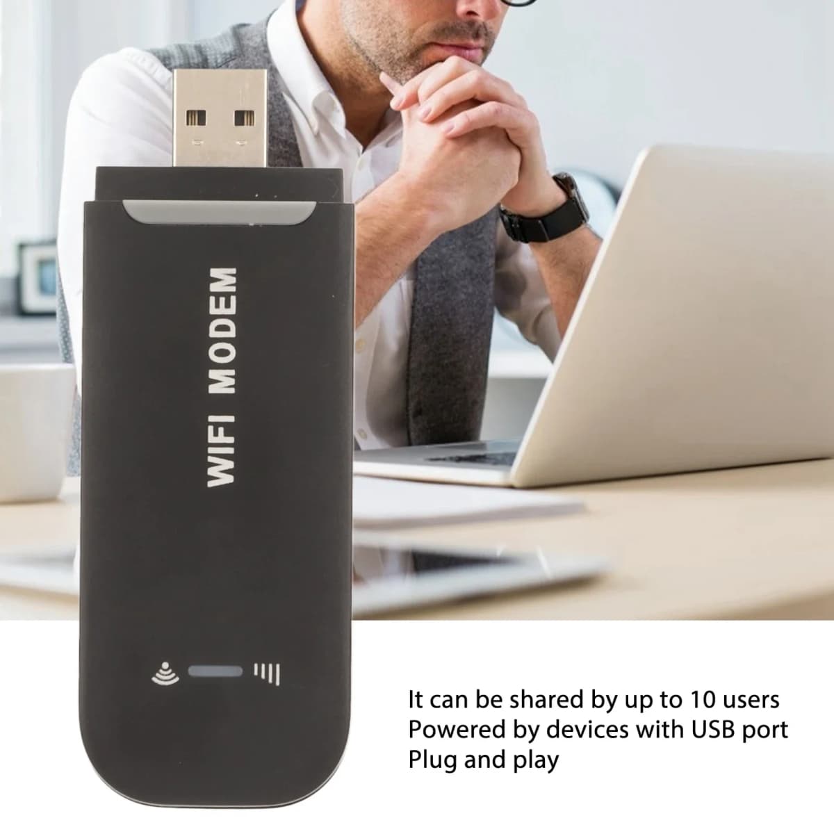 4G LTE Router 4G WiFi Router Black Up to 10 Users Stable Easy Connection USB Plug and Play for Hotspot Micro SIM Card Phone PC