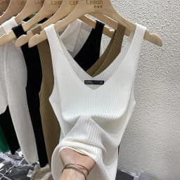 Zjaiss 2026 Summer Fashion Women Camisole Ice Silk Knit Tank Top Slim Fit Sleeveless Base Top Solid Color V-Neck Crop Top