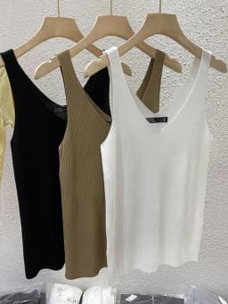 Zjaiss 2026 Summer Fashion Women Camisole Ice Silk Knit Tank Top Slim Fit Sleeveless Base Top Solid Color V-Neck Crop Top