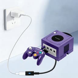 12cm Type C 36W PD Charging Cable for NGC GameCube Console USB C Power Supply Cord (with Blue LED Indicator Light)