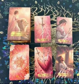 Pink Victorian Tarot Cards Set, 78 Pieces, 13x8 Cm, Romantic & Elegant Design, Includes Paper Instructions, Perfect for Beginner