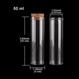 15ml/25ml/30ml/35ml/40ml/45ml/50ml/55ml/60ml/80ml/100ml Small Glass Test Tube with Cork Stopper Dragees Jars Bottles 24 pieces