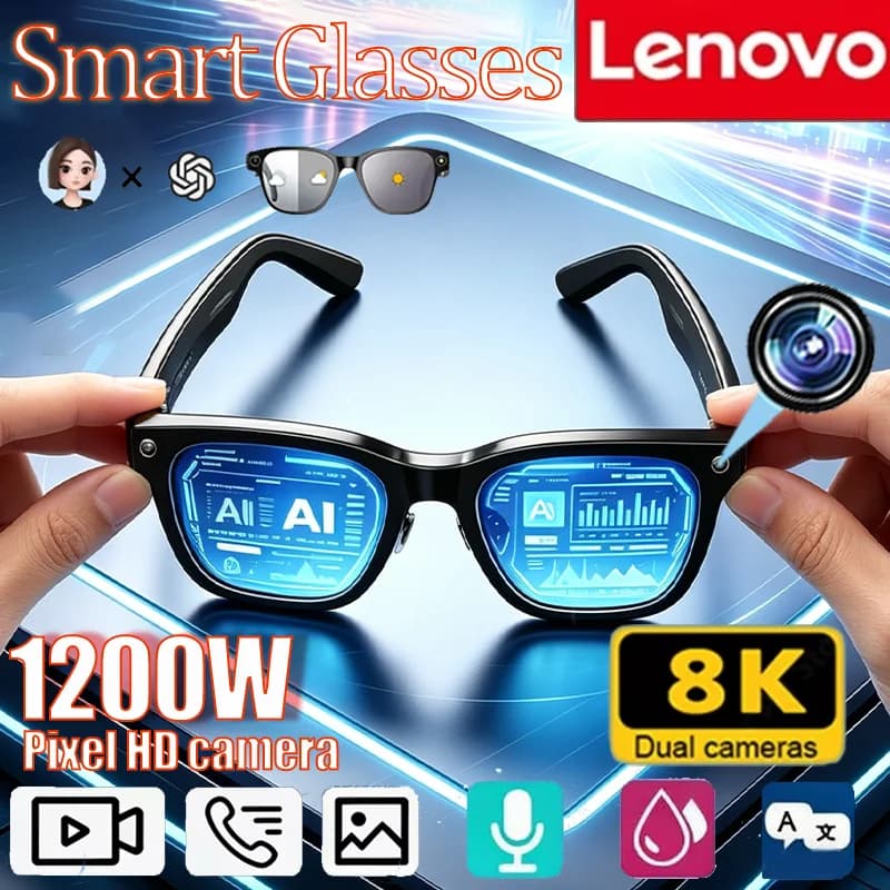 Lenovo NEW 8K 1200MP HD Camera Smart Glasses New AI Translation Shooting Image Bluetooth Call Recording Music Smart Sunglasses
