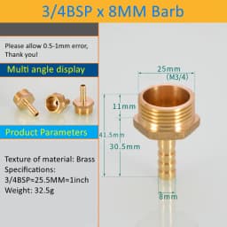 Pagoda connector 6 8 10 12 14 16 19mm hose barb connector hose tail thread 3/4 BSP thread PC Male brass water pipe fittings