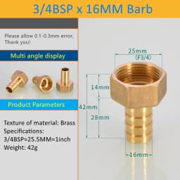 Pagoda connector 6 8 10 12 14 16 19mm hose barb connector hose tail thread 3/4 BSP thread PC Male brass water pipe fittings