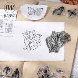 JIANWU Minimalist Black White Transparent Stamp Creative Retro Scrapbooking Journal Decoration Silicone Seal Stationery Supplies