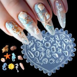 Summer Ocean Silicone Nail Mold 2Styles 3D Gel Manicure Molds Conch Seashell Starfish Charms Supplies Reusable Template Stencils