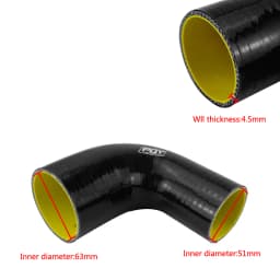 51mm / 63mm / 76mm / 51mm to 63mm / 63mm to 76mm 90 Degree 45 Degree Elbow Reduce Silicone Hose Pipe Black Blue
