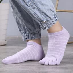 1 Pair Pure Cotton Five Finger Ankle Socks Woman Girl Striped Solid Fashion Cute Harajuku No Show Socks With Toes Hot Sell