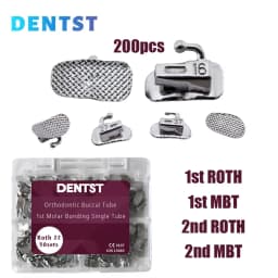 Dentst 50 Sets/Box Orthodontics Dental 1st 2nd Molar Bondable Buccal Tubes Non-Convertible Mesh Base Single Tools Roth MBT 0.022