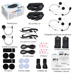 Fodsports M1S Pro Bluetooth Helmet Headset Motorcycle Intercom 10 Riders 2000m Wireless Intercomunicador Moto,APP Connect