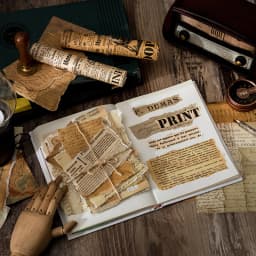 Yoofun 30 sheets Vintage Material Paper for Scrapbooking Journal Diary Collage Junk Background Decoration Retro Stationery