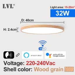 Modern Led Smart Ceiling Light Golden Wood Grain Dimmable Home Lighing WiFi Tuya App Voice Control Surface Mounting Ceiling Lamp