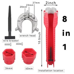 8 In 1 Flume Wrench Anti-slip Kitchen Sink Key Repair Wrench Bathroom Faucet Assembly Plumbing Installation Wrench Set