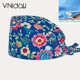 Solid color scrub cap with button pet grooming working Caps surgical cap Lab work hat womens Scrub hats nurse accessories