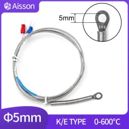5mm Hole Washer Thermocouple Temperature Sensor Probe K E Type 1/2/3/4/5M Cable For Industrial Temperature Controller