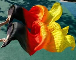 Hot-Sale 1pair/2pcs Real Silk Belly Dance Veil Fans Bamboo Handmade Dyed Performance Long Fan BellyDance 100% Real Silk Fan Veil