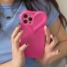 3D Love Heart Cute Phone Case For iPhone Air 14 11 12 13 15 16 17 Pro Max Candy Color Solid Soft Silicone Tpu Back Cover