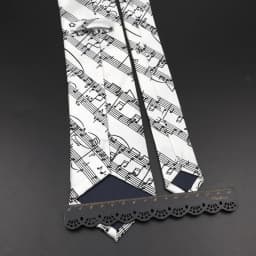 Hot Classic Men's Music Tie Piano Guitar Musical Notes Star Poker Necktie Smooth Soft Black Wihte Novelty Accessories Ties Gift