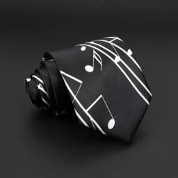 Hot Classic Men's Music Tie Piano Guitar Musical Notes Star Poker Necktie Smooth Soft Black Wihte Novelty Accessories Ties Gift