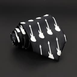 Hot Classic Men's Music Tie Piano Guitar Musical Notes Star Poker Necktie Smooth Soft Black Wihte Novelty Accessories Ties Gift
