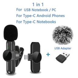 2.4G Wireless Lavalier Microphone Noise Cancelling Audio Video Recording for iPhone/iPad/Android/Xiaomi/Samsung Live Game Mic