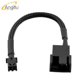 Angitu 2pin Graphic Fan Adapter Cable to 4Pin GPU Motherboard Fan/PWM Card Com GPU to CPUpatible with 3pin 4pin Black Sleeved