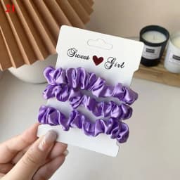 3pcs/set Woman Silk Hair Scrunchies Set Solid Color Rubber Band Girls Hair Ties Hair Accessories Women Hairband Ponytail Holders