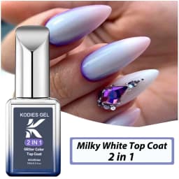 KODIES GEL Diamond Top Coat for Nail Varnish 15ML Super Shine UV Gel Nail Polish Soak Off Semi Permanent Glitter Topcoat No Wipe
