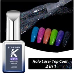 KODIES GEL Diamond Top Coat for Nail Varnish 15ML Super Shine UV Gel Nail Polish Soak Off Semi Permanent Glitter Topcoat No Wipe