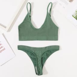 Women Seamless Bra And Panties Set U-Shape Back Crop Top Low Rise Thong Comfort Bralette Female Underwear Sexy Lingerie Set