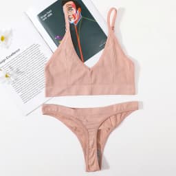 Women Seamless Bra And Panties Set U-Shape Back Crop Top Low Rise Thong Comfort Bralette Female Underwear Sexy Lingerie Set