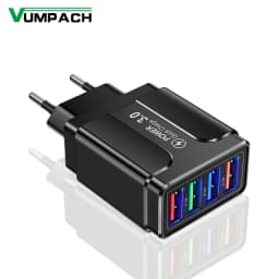 4 Ports Quick Charge 3.0 Wall Fast Charger Adapter Micro USB Fast Data Sync Charger Cable for Samsung Xiaomi Huawei Mobile Phone