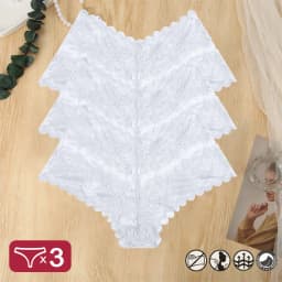 3PCS Women Sexy Lace Panties Floral Perspective Uderwear Solid Color Intimates Boyshort Female V-Waist Breathablle Soft Lingerie
