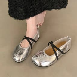 Bailamos Women Flat Women's Square Toe Retro Single Shoes One Word Buckle Shallow Mouth Mary Jane Shoes Split Toe Shoes Sandals