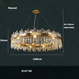 Golden Chrome Silver Round Oval Crystal LED Hanging Lamps Chandelier Lighting Suspension Luminaire Lampen For Dinning Room
